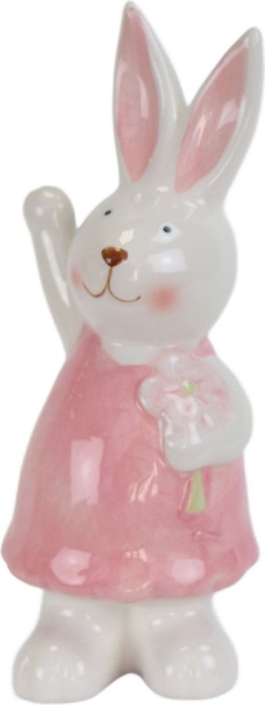 Kaninchen mit Blume aus Keramik 15 cm