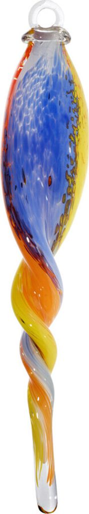 Gartenskulptur Glaszopf zum Hängen 43 cm gelb blau