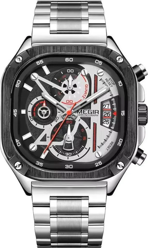 Montre chic homme pour le bureau et le sport : MEGIR SI-38562 Argenté