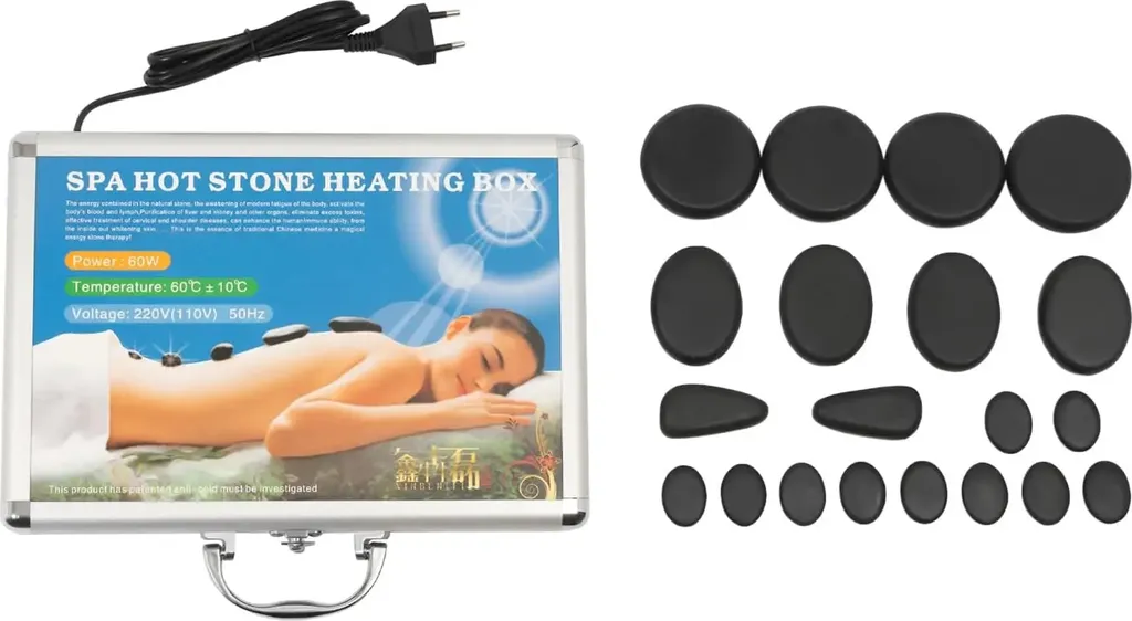 Soulager le mal de dos : kit de 18 pierres chaudes avec chauffe-plat