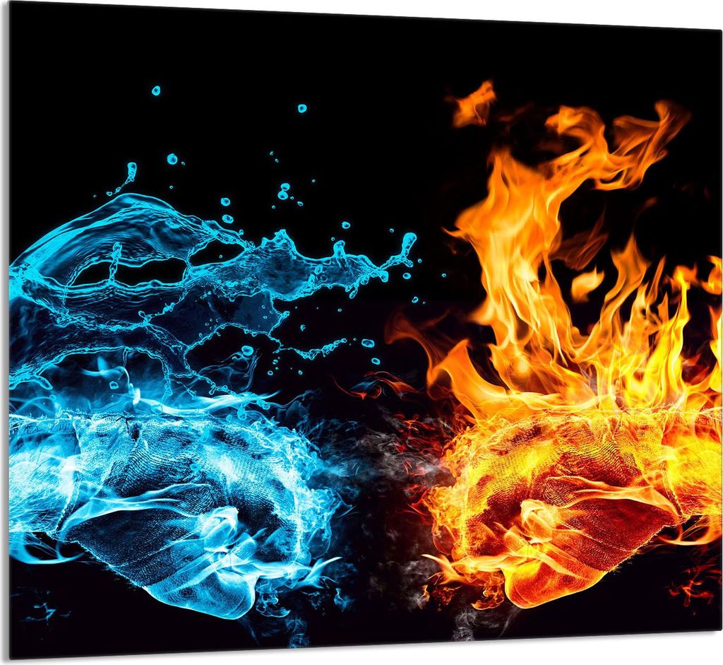 GLASPLATTE FÜR KÜCHE 65x60 Feuer