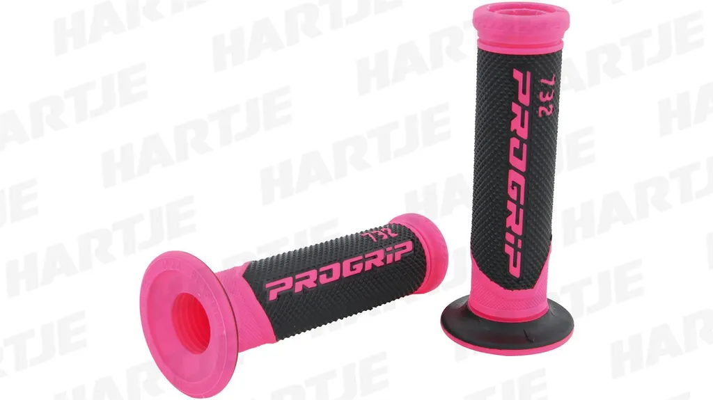 Poignées de Guidon en Caoutchouc Rose et Noir pour Moto Cross et Quad