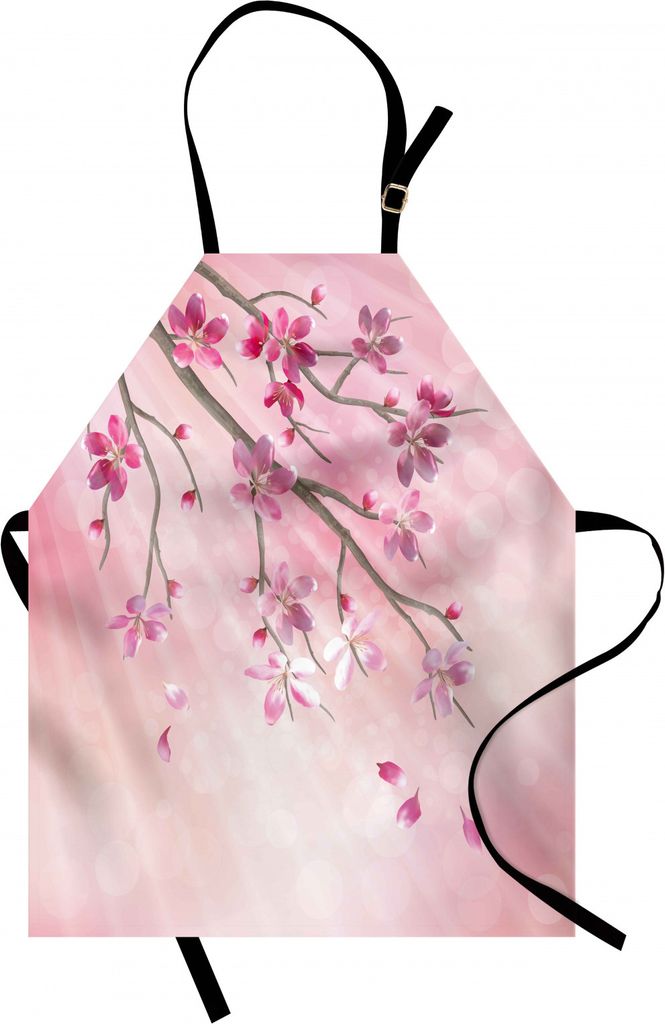 ABAKUHAUS Natur Kochschürze, Illustration des Frühlings-Baumasts mit Blüten Sun Beams auf unscharfem Hintergrund, Farbfest Höhenverstellbar Was...