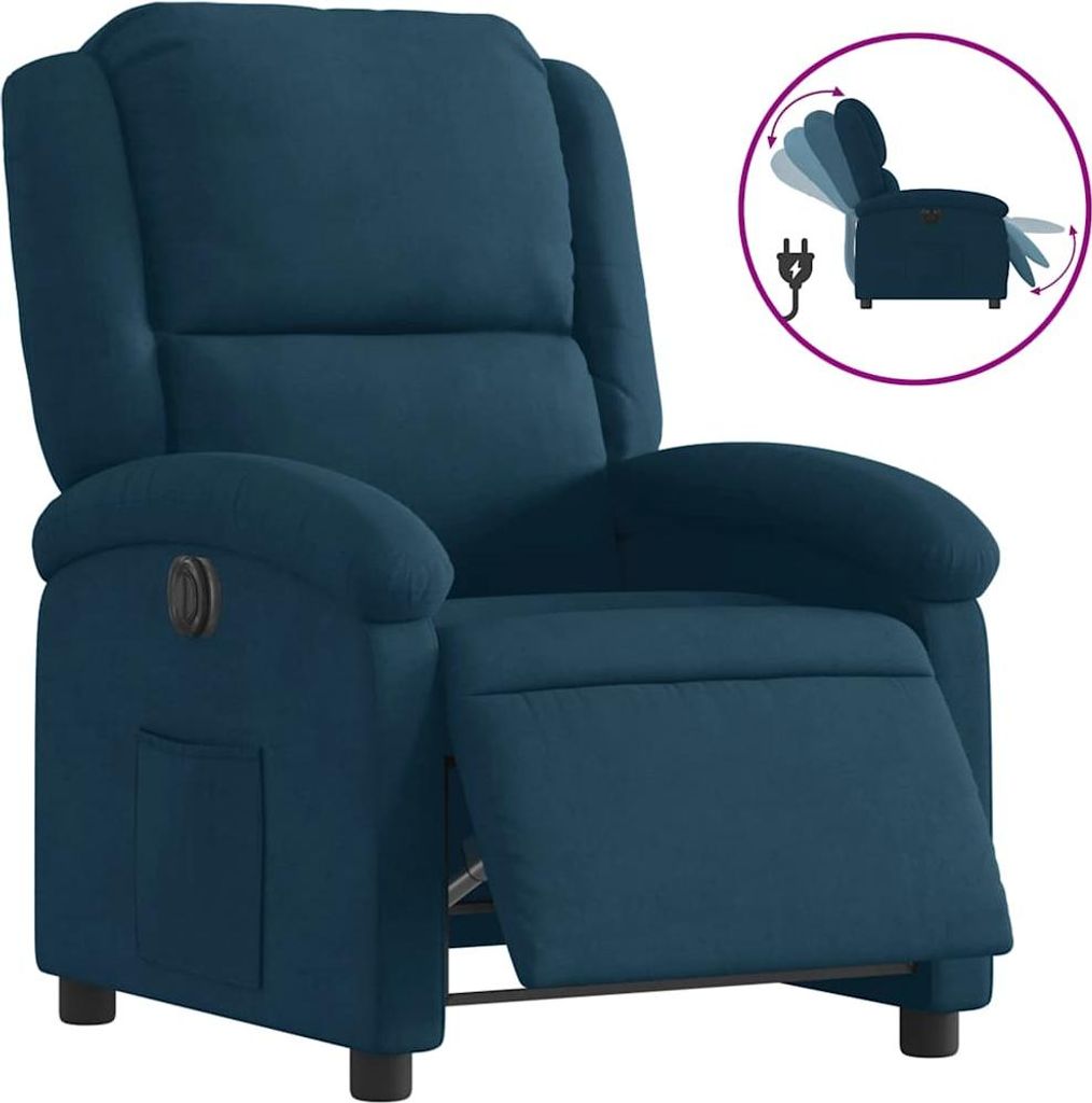 vidaXL Relaxsessel Elektrisch Blau Samt