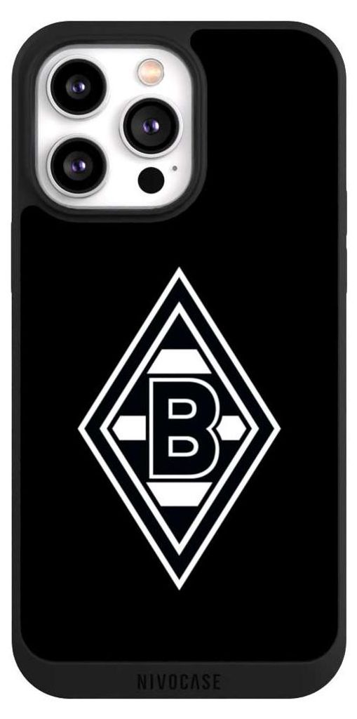 NIVOCASE Handyhülle für Apple iPhone 14 Pro Max Hülle NIVOpure Case Schwarz Borussia Mönchengladbach Gladbach Wappen
