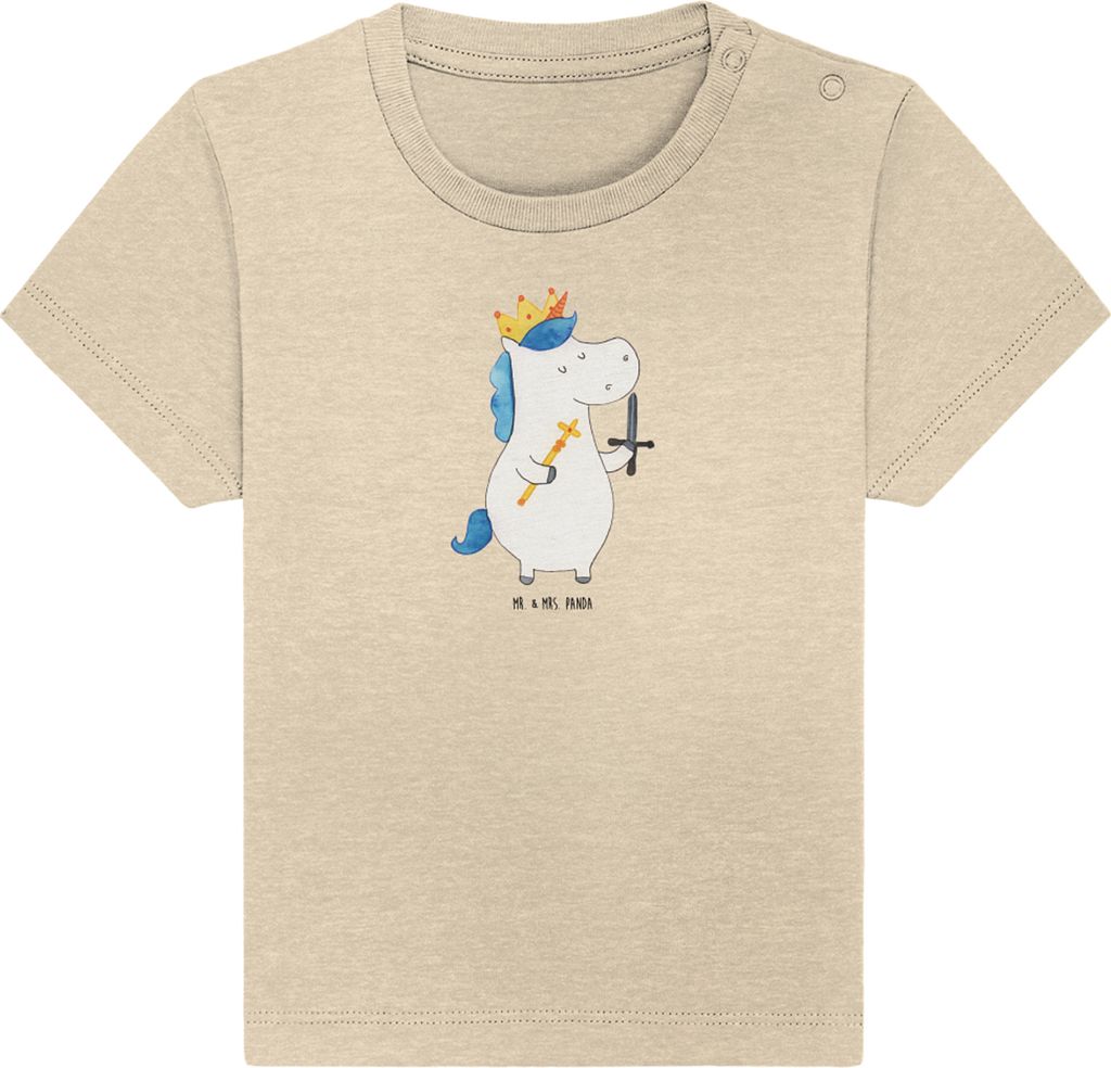Mr. & Mrs. Panda Babyshirt Einhorn König mit Schwert 24. - 36. Monat - Natural Raw - Geschenk, Baby Shirt, Mittelalter, Organic T-Shirt, Unicorn, ...
