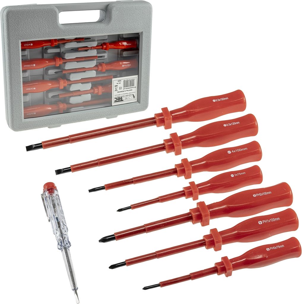 ChiliTec 18505 Schraubendreher-Set "KS-8 Elektro" mit Koffer, isolierter Schaft, 8-teilig