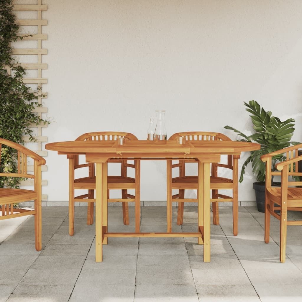 ZMH Gartentisch Ausziehbar 110-160x80x75 cm Massivholz Teak