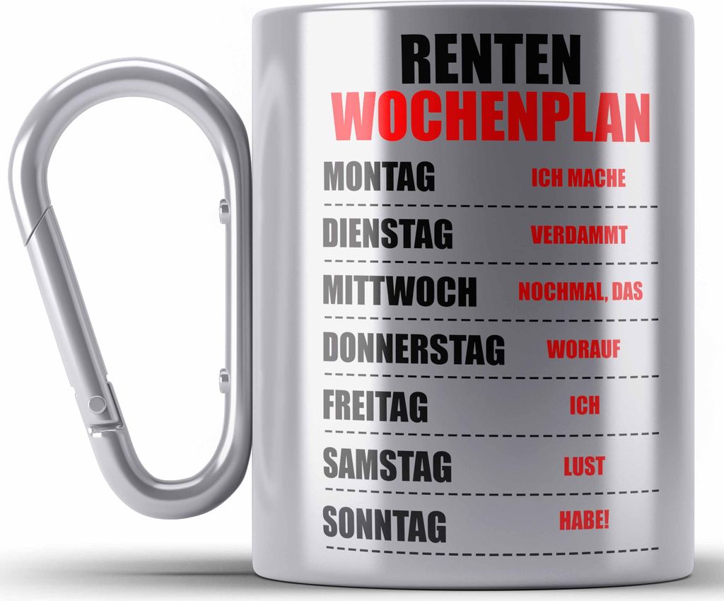 Trendation - Renter Edelstahl Tasse Karabiner Ruhestand Geschenk Rente für Mann Frau Lustig Renteneintritt Abschied Rentnerin Spruch (Silber)