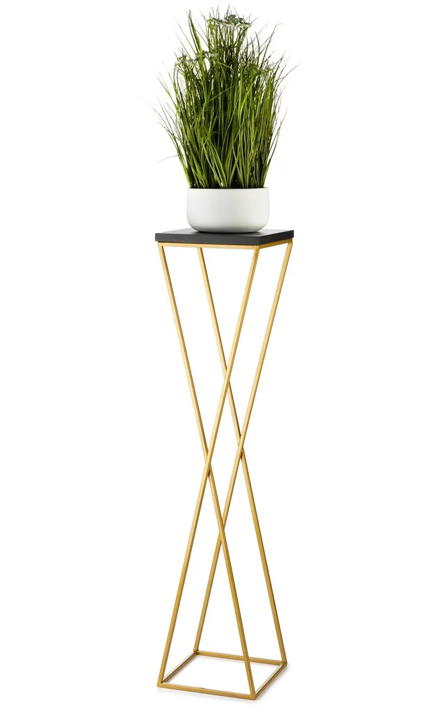 Support à plantes noir 100 cm Lancelot-oic structure métal loft robuste - 4