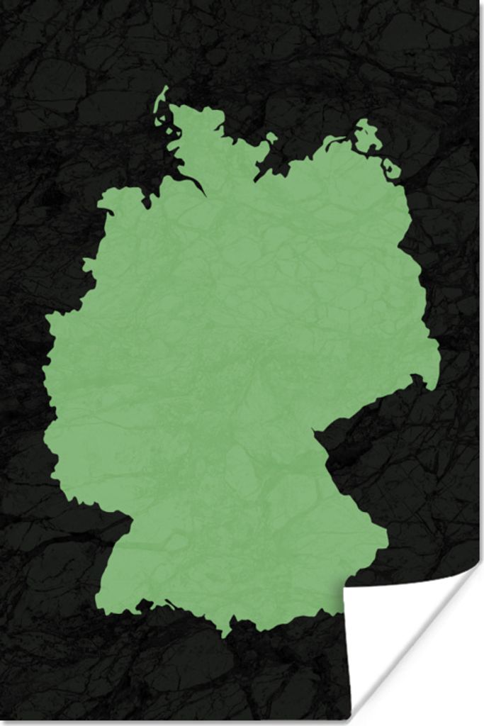 MuchoWow Poster Karte - Deutschland - Mintgrün 60x90 cm - Wanddekoration