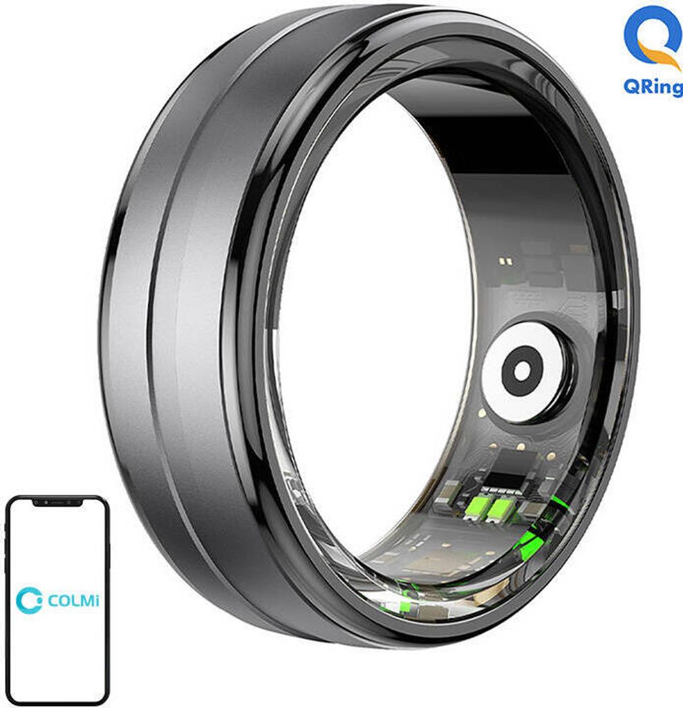 Colmi R06 Smart Ring, überwacht Herzfrequenz, Schlaf & Blutsauerstoff, Schrittzähler, IP68 - Farbe: schwarz - Größe: 8