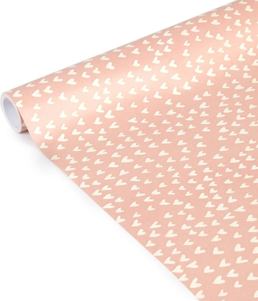 Papier cadeau 80g résistant 5m x 35cm, motifs cœurs pour emballage chic