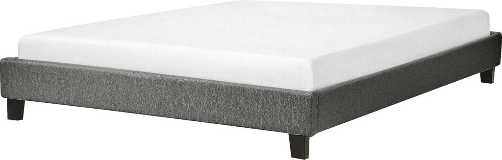 BELIANI Polsterbett Grau 160 x 200 cm Mit Lattenrost Schlichtes Bettgestell Stabile Konstruktion Modern