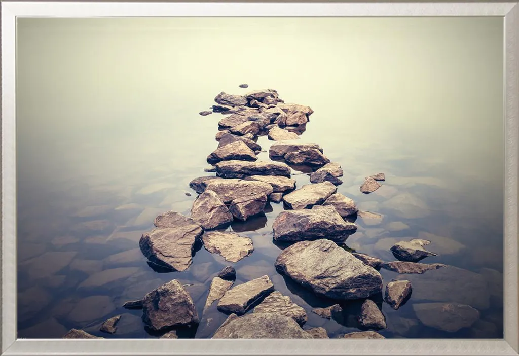 Poster Silence Landscape avec Vitre Acrylique et Cadre Shinsuke Argent