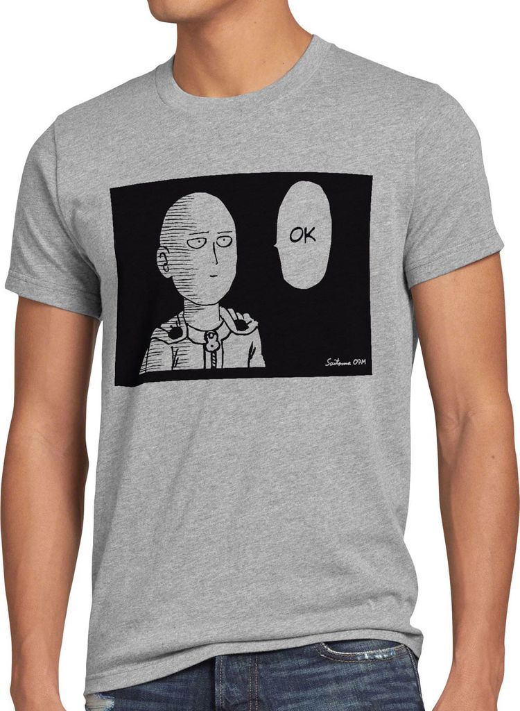 BaumwolleCloud Saitama OK Manga Herren T-Shirt One Punch OPM