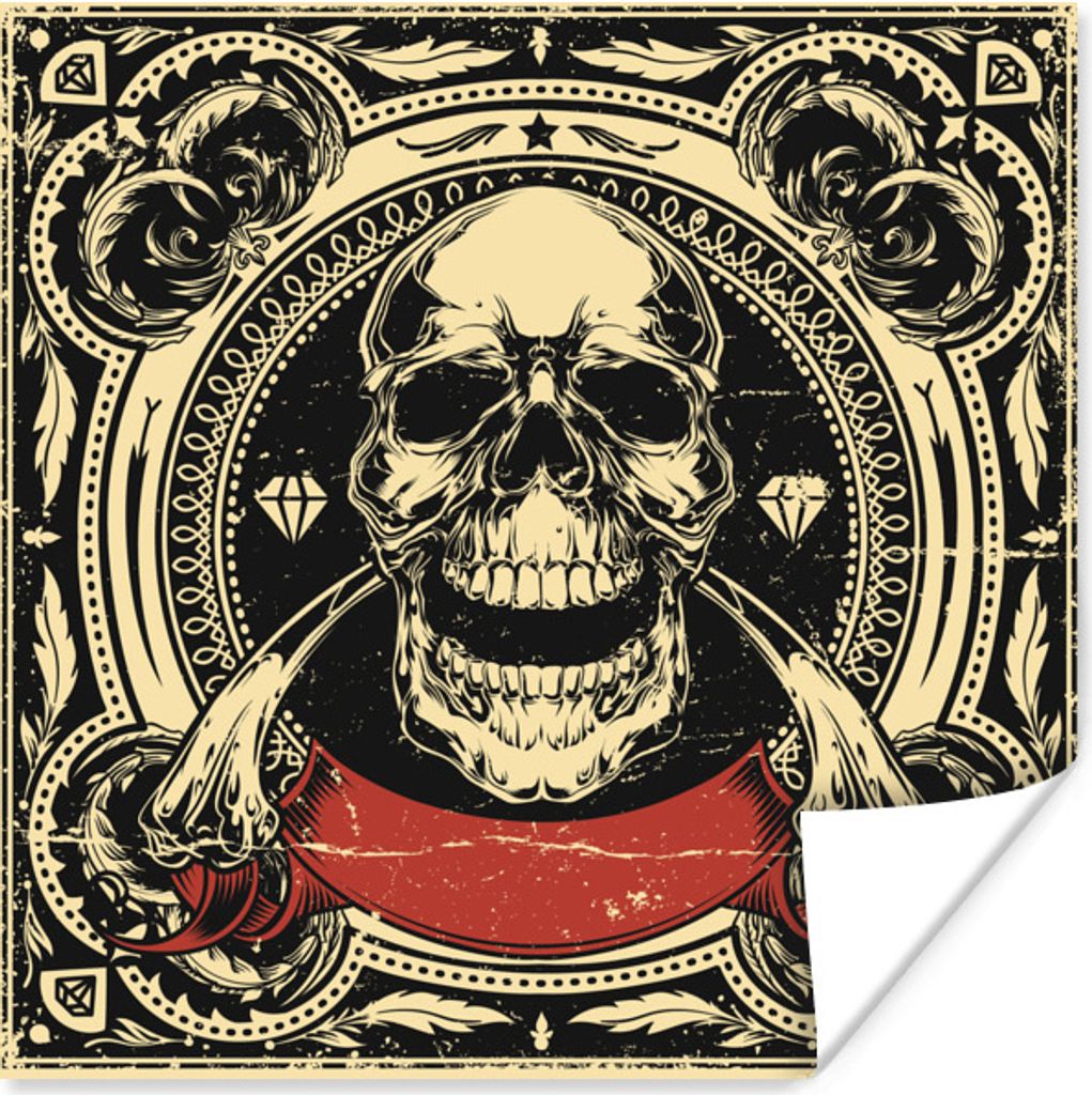 MuchoWow Poster Eine antike Illustration eines Schädels 50x50 cm - Wohnzimmerdekoration