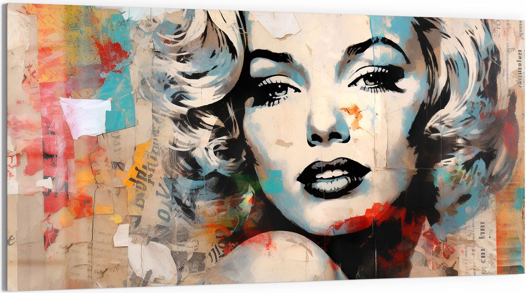 DEQORI Glasbild Echtglas 100x50 cm 'Vintage-Star Fusion' Wandbild Bild modern Deko