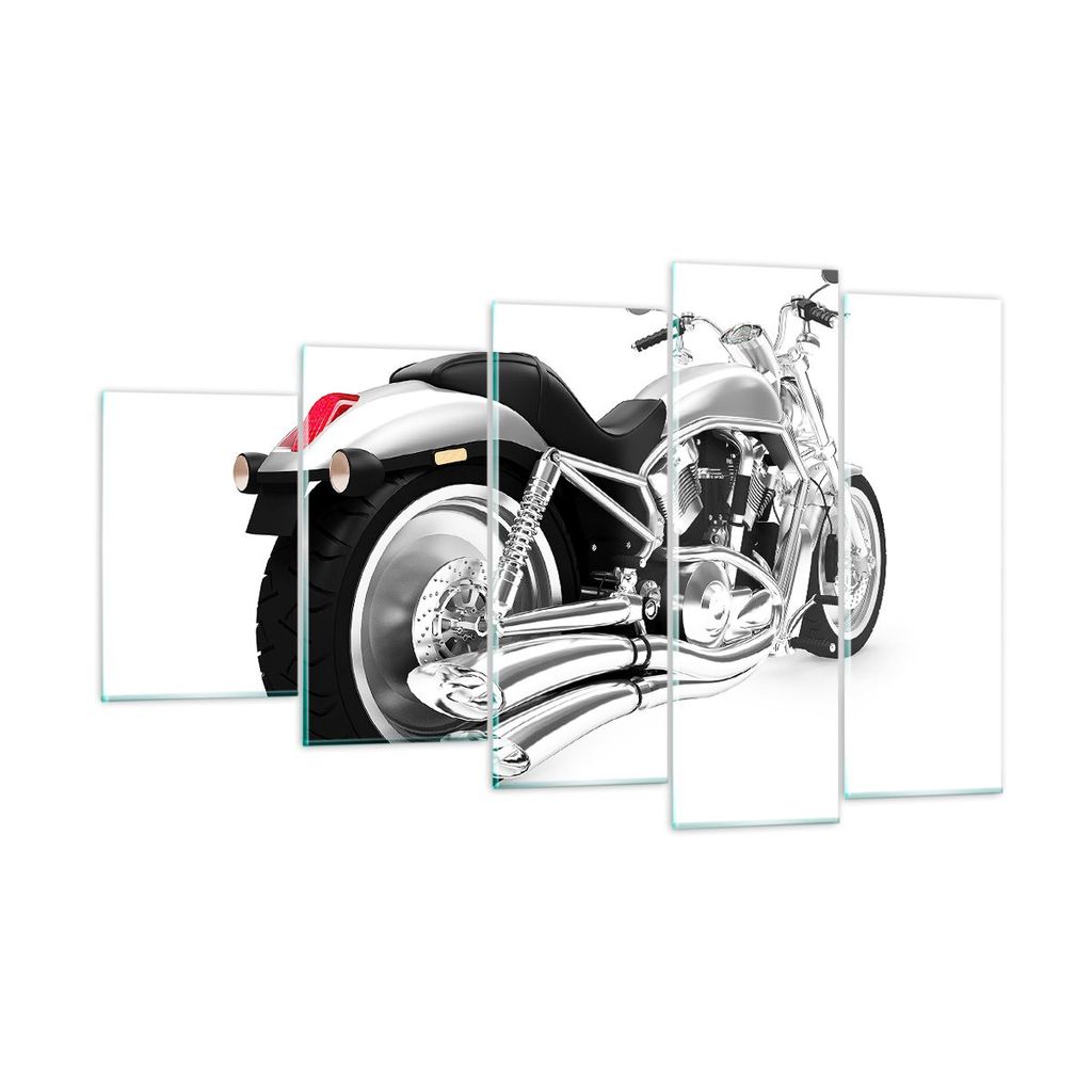Bilder auf glas - Chopper Motorrad Chrom - 100x60cm - Glasbilder - Wandbilder - Kunstdruck - zum Aufhängen bereit - Wanddekoration aus Glas - Glas...