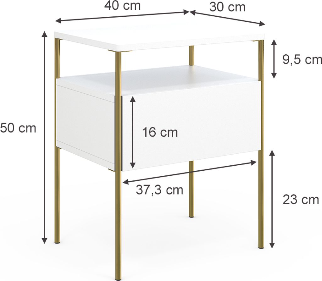 Vicco nightstand mira 40 x 50 cm white gold kaufland sk