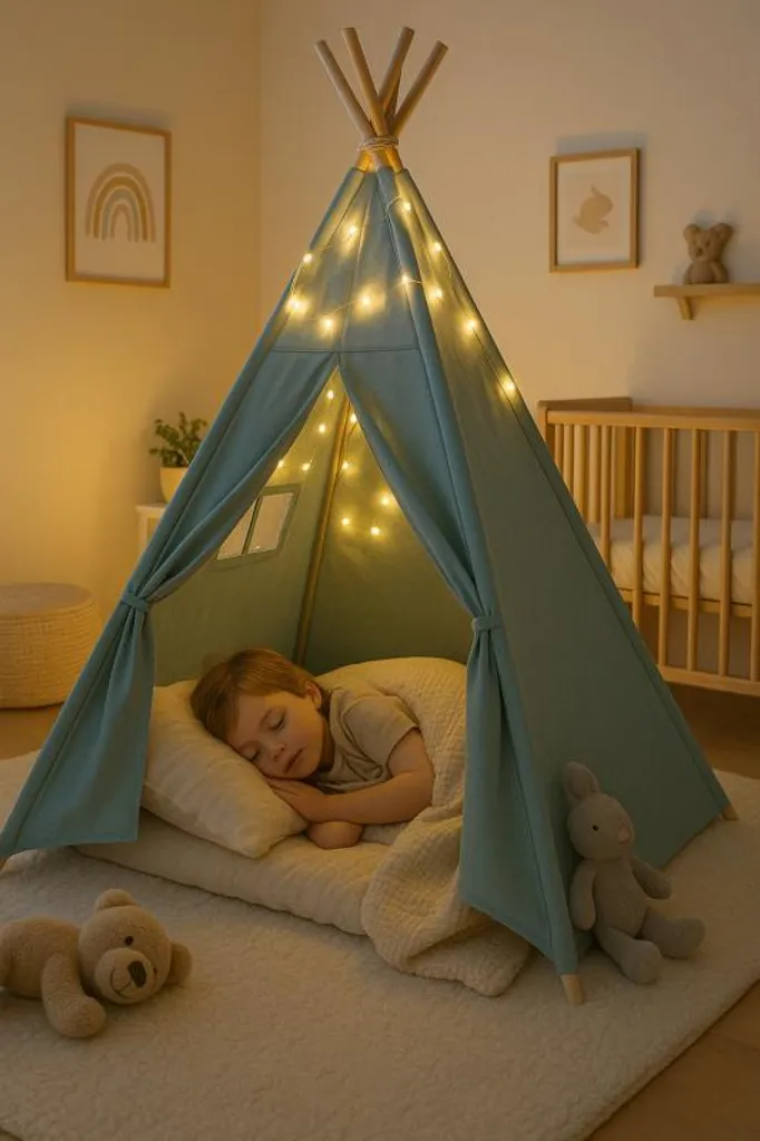 Tipi de Jeu Enfant Stable Bleu - La Solution pour une Chambre Rangée - 5