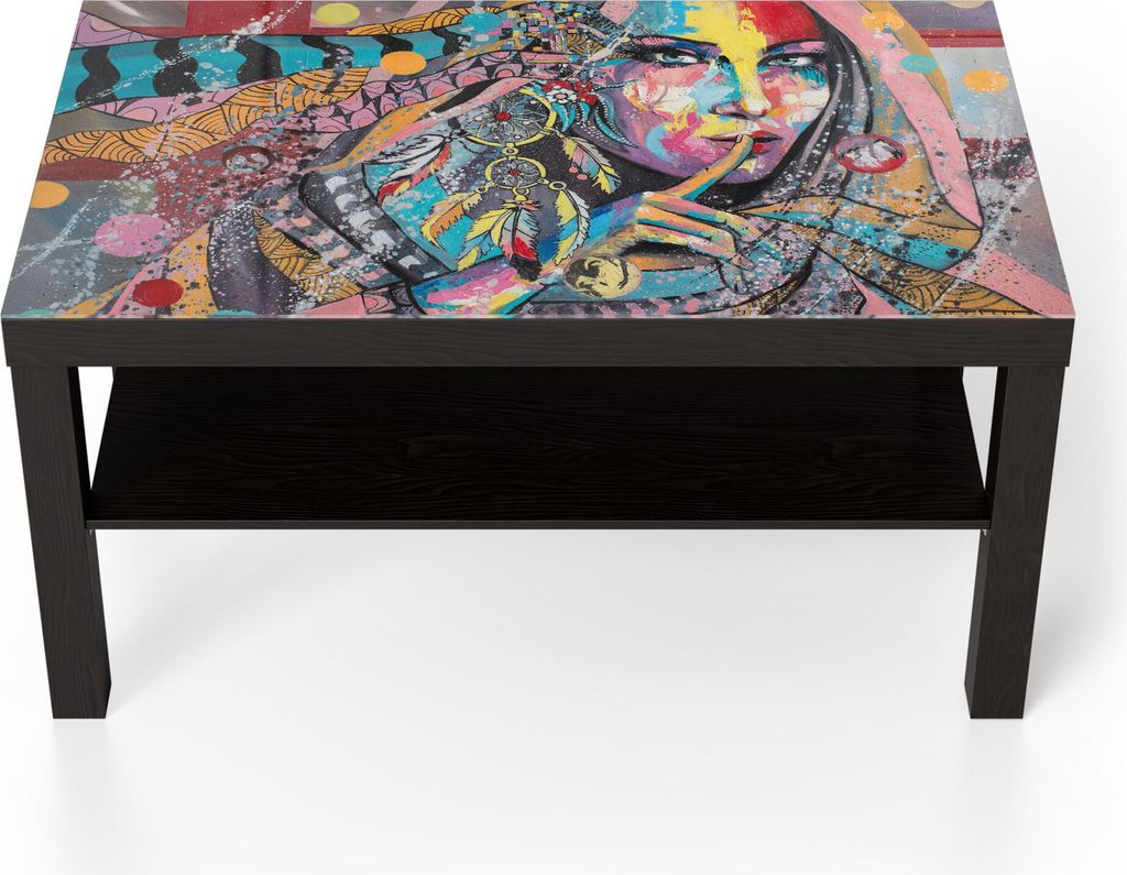 DEQORI Couchtisch 90x55 cm Schwarz 'Indigene Schönheit' Glas Beistelltisch