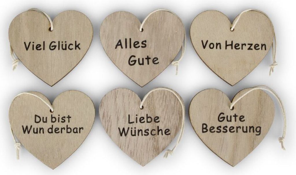 Herzanhänger mit Herzenswünschen I 30 Stück I 6x5.5cm I Geschenkanhänger - 1,02 € pro Stück