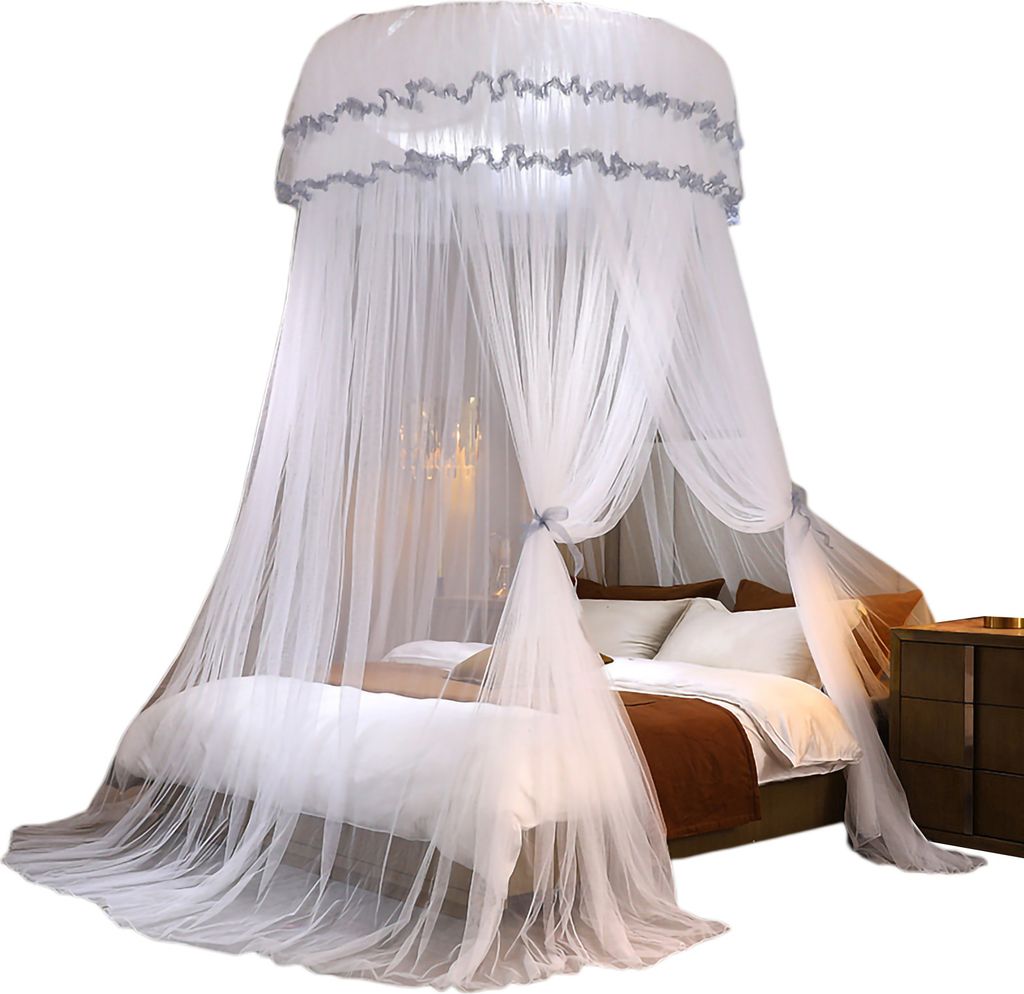 Hängendes Moskitonetz mit Haken oben, verschlüsseltes Netz, Spitze, Patchwork, Mückenschutz, runde Kuppel, Hofstil, Kinderbett-Baldachin, Schlaf...