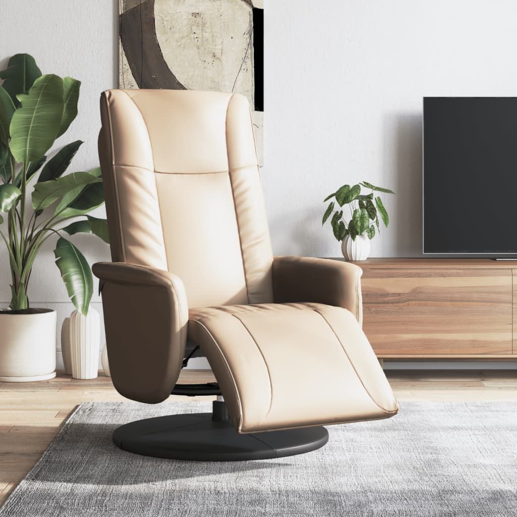Cloris Designermöbel Relaxsessel mit Fußteil Cappuccino-Braun Kunstleder 2024 Neu