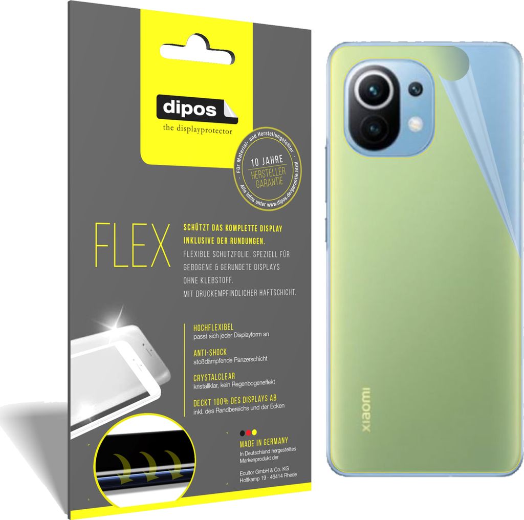2x Schutzfolie für Xiaomi Mi 11 Rückseite inkl. Rundung 3D Full Cover Flex Folie