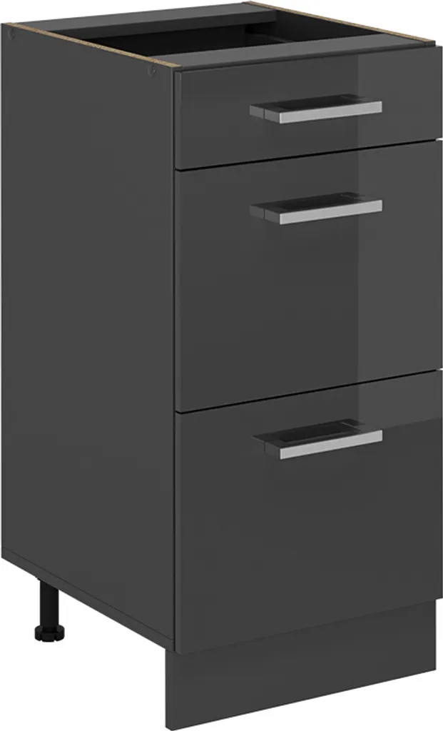 Caisson de cuisine bas 40 cm Vicco R-Line gris brillant avec tiroirs chic