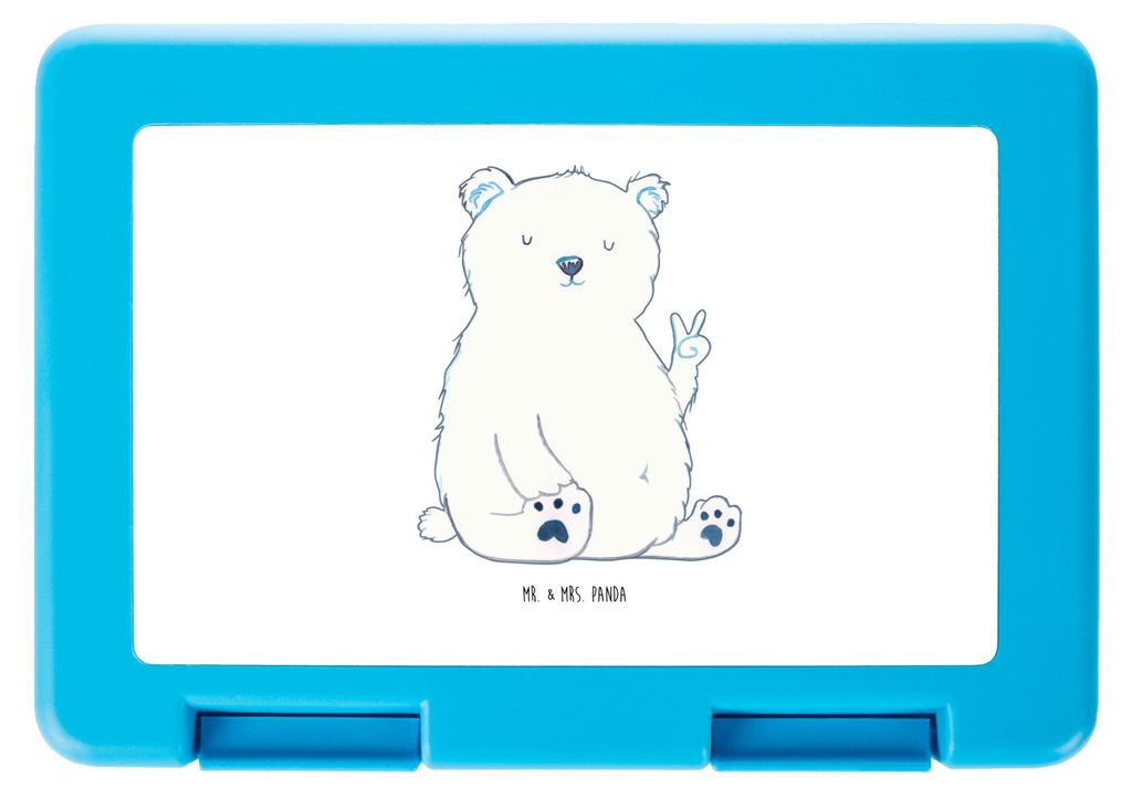 Mr. & Mrs. Panda Kinderbrotdose Eisbär Faul - Weiß - Geschenk, Vorratsdose, Butterbrotdose, Snackbox, Büro, Arbeit, Teddy, Bär, Arbeitsplatz, H...
