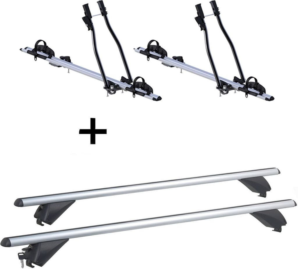 2x Fahrradträger SAGITTAR + Alu Dachträger RB003 kompatibel mit für VW Polo Cross (5Türer) ab 2014