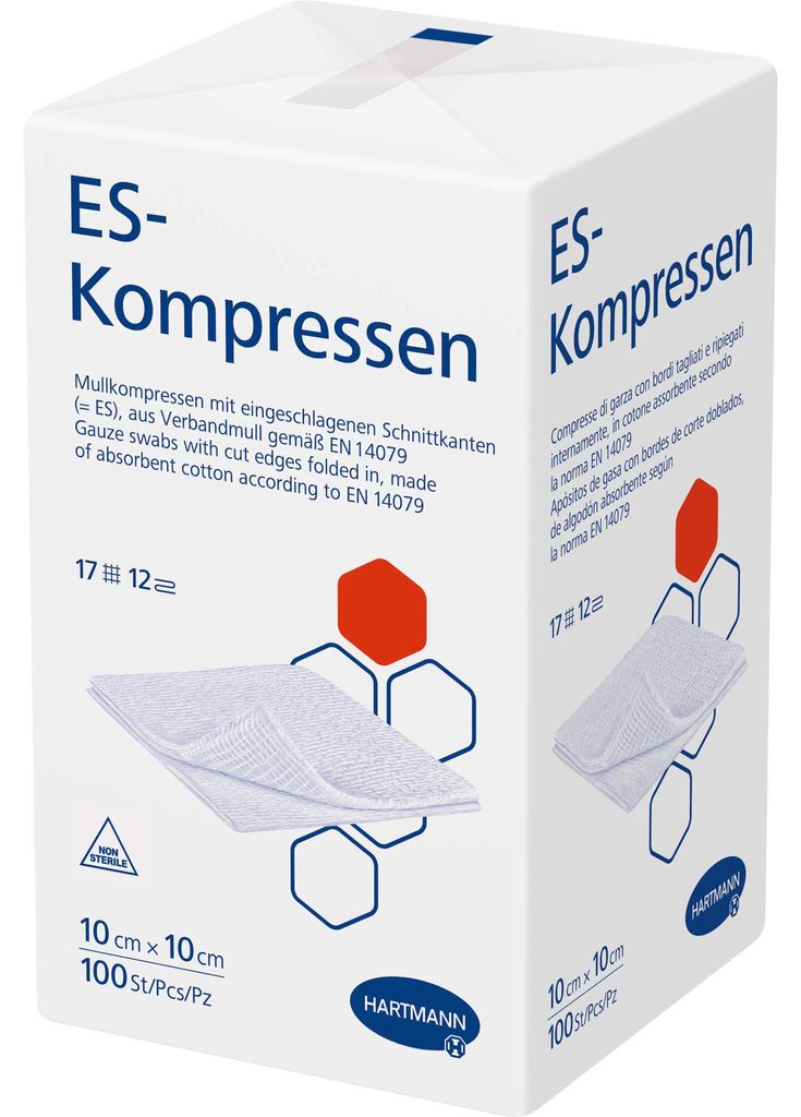 Compresses Es non stériles 10x10 cm 12 plis 100 pces Image du produit 
