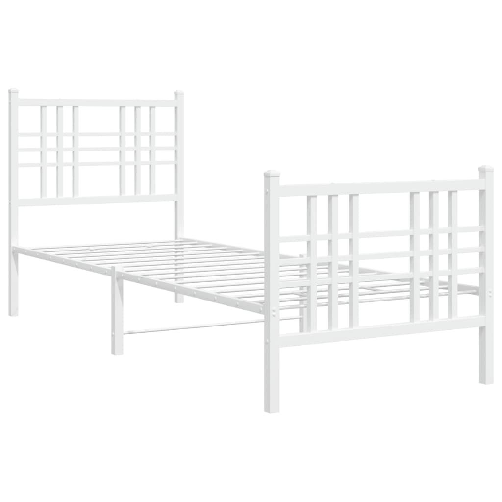 (Robust Möbel)Bettgestell Stylishces - Einzelbett/Jugendbett mit Lattenrost - mit Kopf- und Fußteil Metall Weiß 80x200cm - Klassische Betten...
