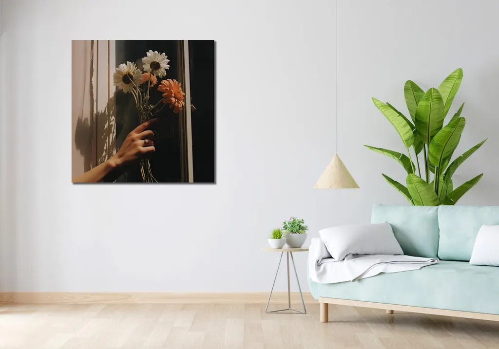 Image Rayons et fleurs 90x90 cm Grand Format avec Impression de Qualité - 2