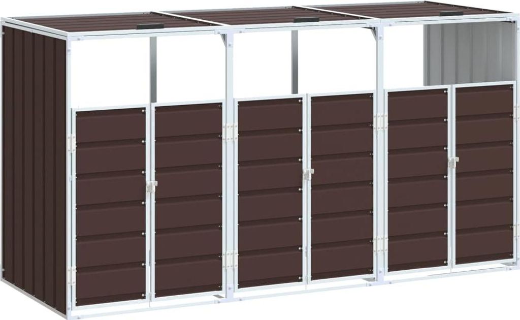 vidaXL Mülltonnenbox für 3 Tonnen Braun 216x81x115 cm Stahl