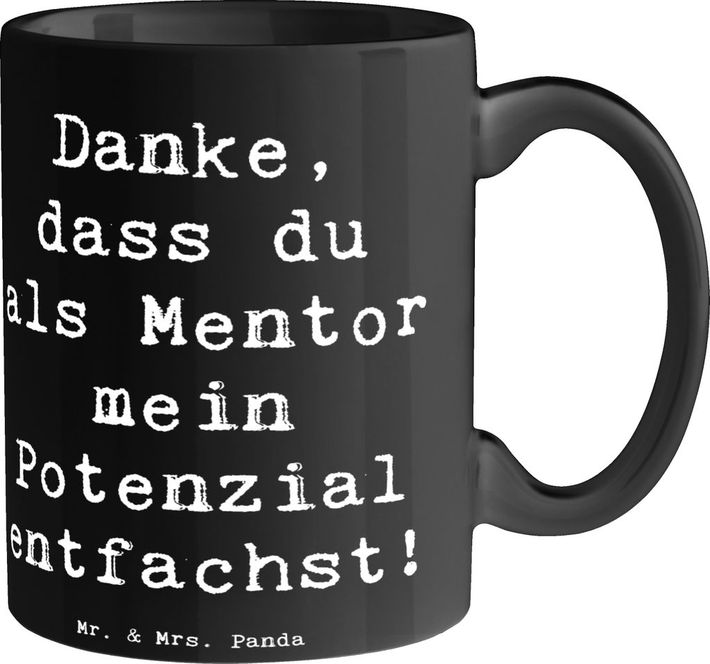 Mr. & Mrs. Panda Tasse Spruch Mentor Potenzial - Schwarz - Geschenk, Aufmerksamkeit, Freundschaft, Kaffeetasse, Danke sagen, schöne, Motivation, B...