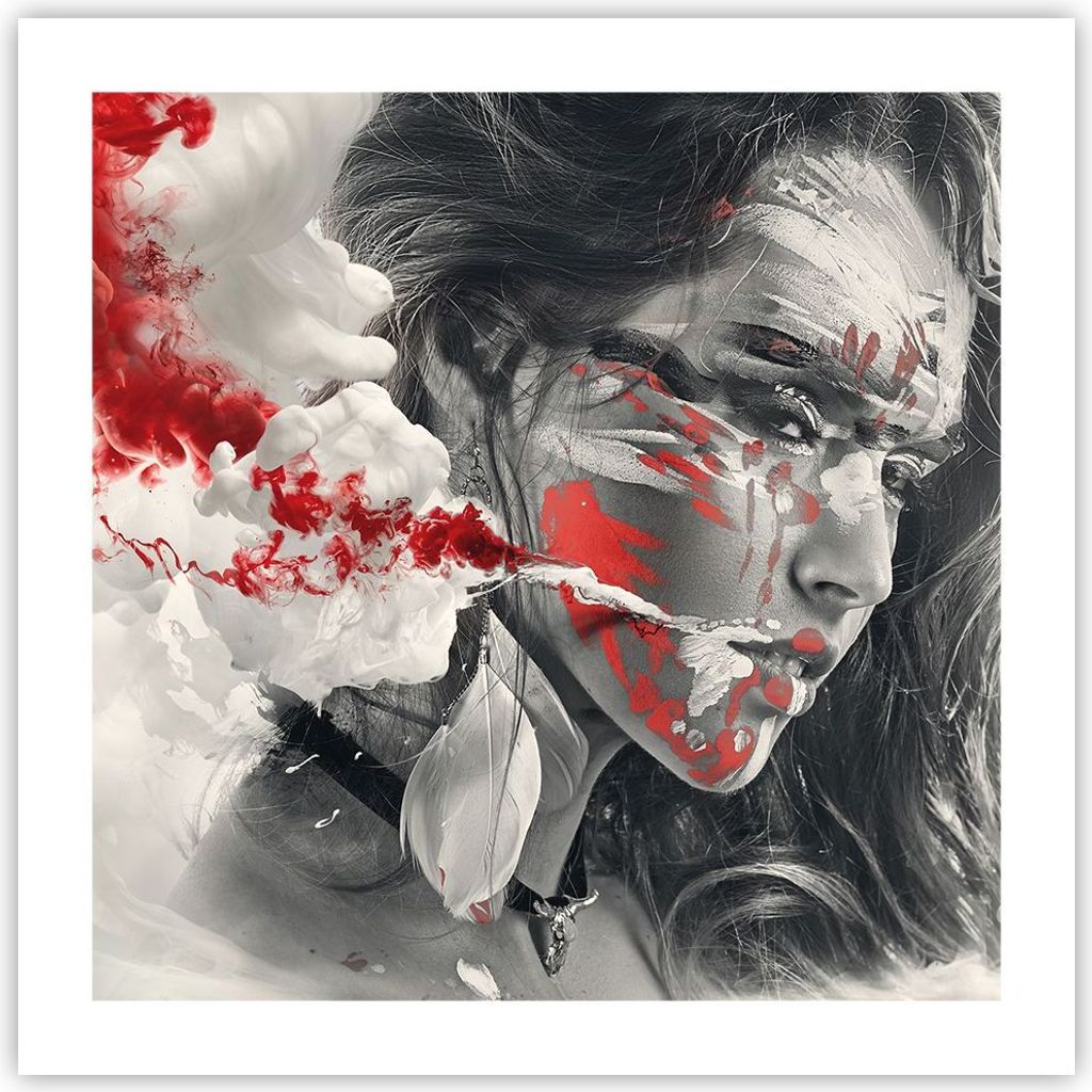 Poster - Poster ohne Rahmen - Frau Gesicht Kunst - 50x50 cm - Wand Bild - Wanddeko - Wandbilder - Kunstposter - Wandposter - Bilder - Kunstdruck - ...