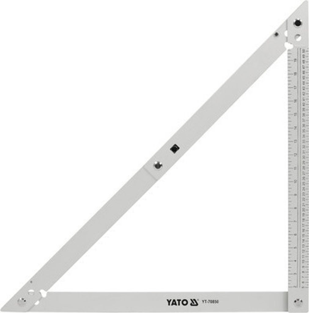 A silver folding carpenter's square is shown against a white background.