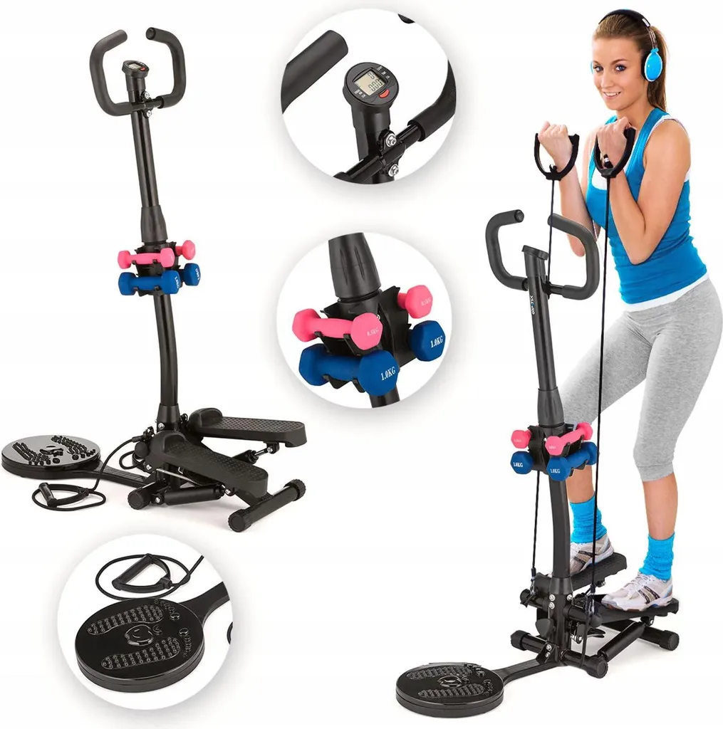 Appareil de Fitness Stepper 4 en 1 avec Twister et Haltères de Gymtek