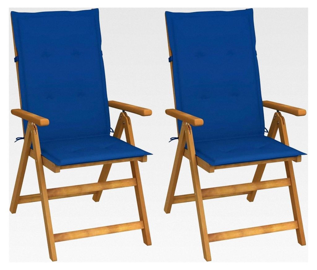 Garten-Liegestühle 2 Stück mit Kissen aus massivem Akazienholz