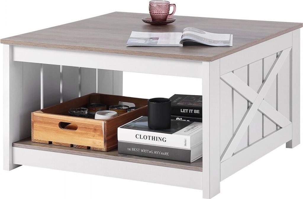 Couchtisch 80 cm Quadratisch - Cocktailtisch mit Offenem Staufach - Moderner Kaffeetisch - Ideal für Wohnzimmer - Hochwertige Möbel