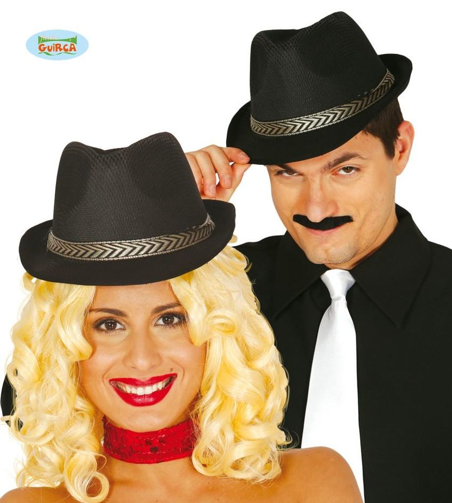 cappello da gangster nero con fascia per adulti Immagine del prodotto 