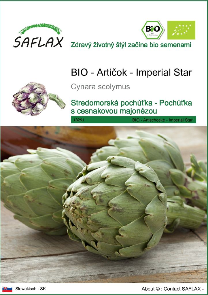 SAFLAX - BIO - Artičok - Imperial Star - Cynara scolymus - Obrázok produktu 