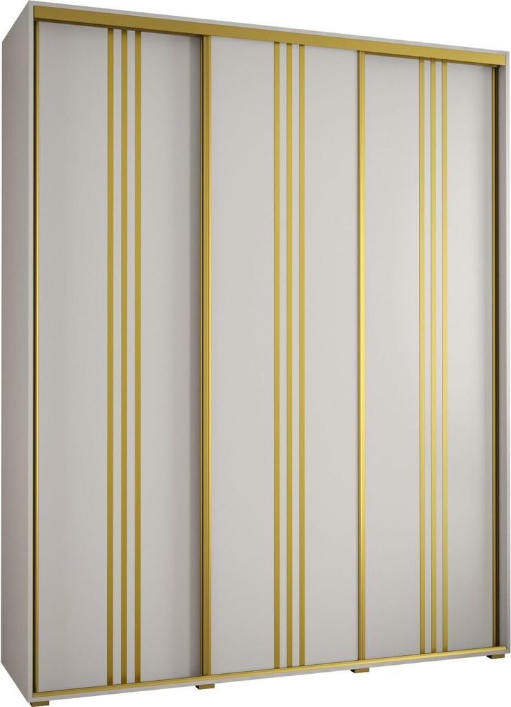 MEBLE KRYSPOL Davos 6 Schrank, drei Türen - 235,2x200x45 cm - Weiß Weiß Gold