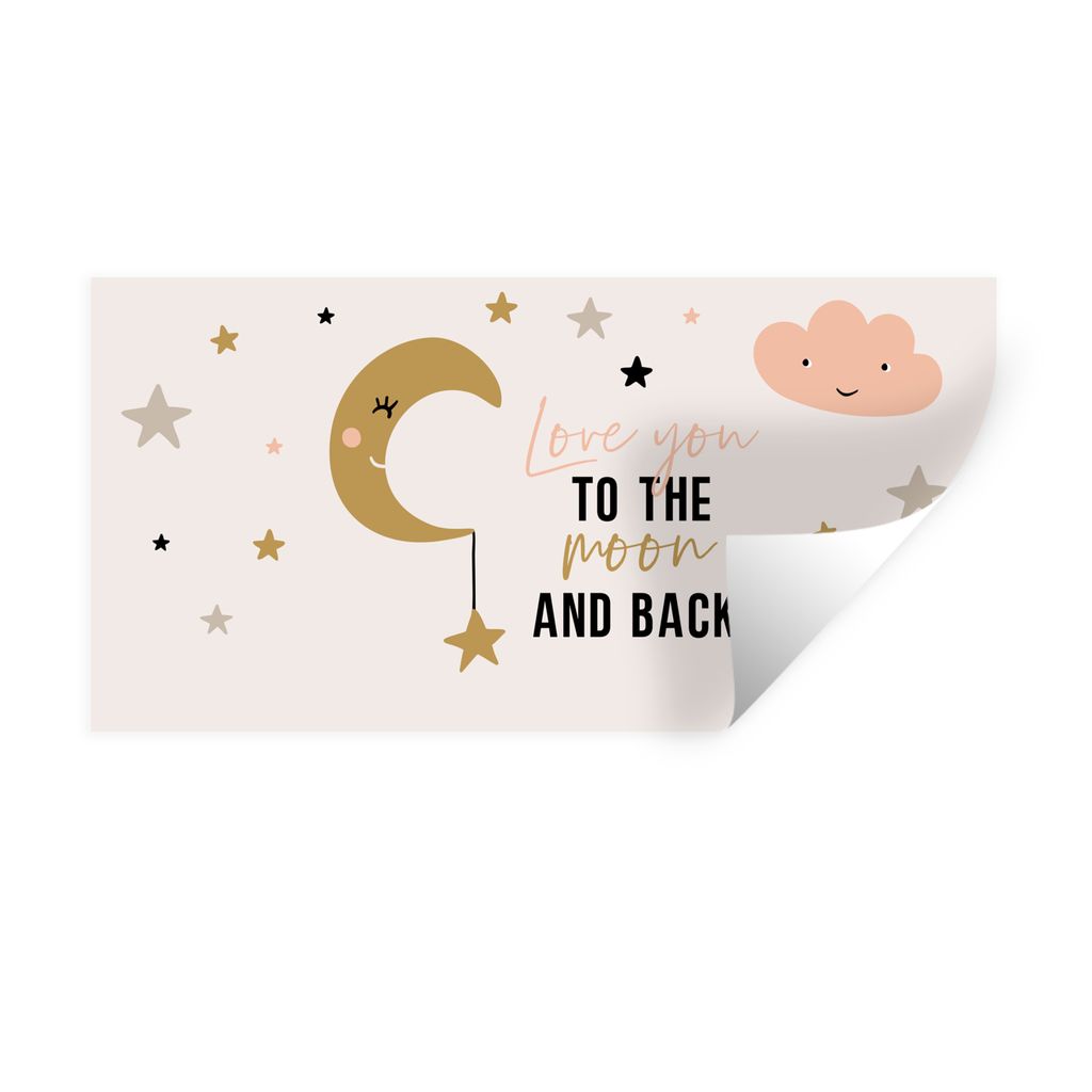 MuchoWow Wandtattoo Wandsticker Wandaufkleber Zitate - Ich liebe dich bis zum Mond und zurück - Sprichwörter - Kinder - Baby 80x40 cm Selbstkle...