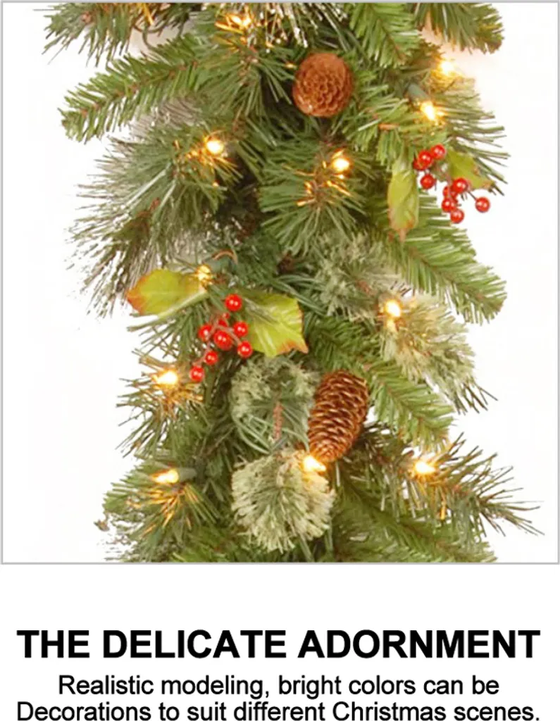 Guirlande Noël rotin artificiel flexible 50 LED 2.7m décor cheminée