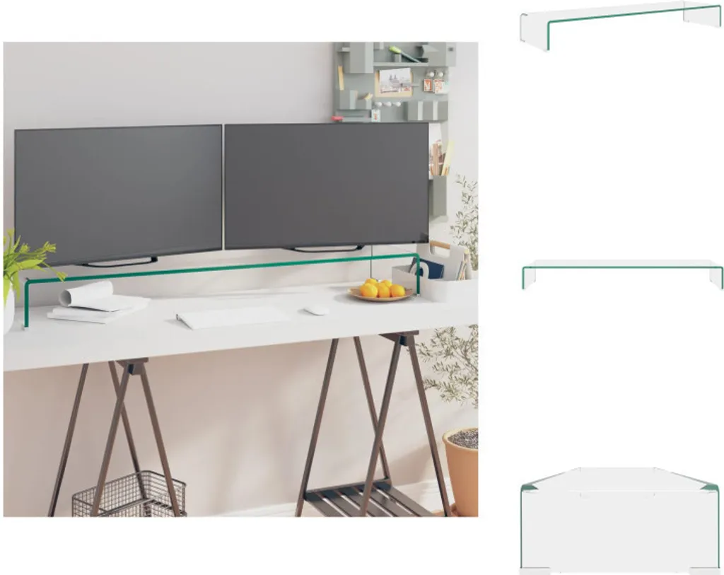 vidaXL Rialzo Monitor in Vetro 110x30x13 cm - Supporto TV Elegante