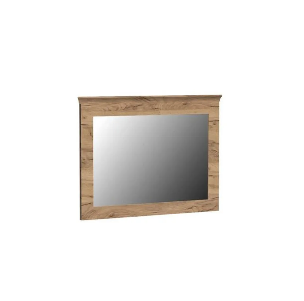 Miroir AILISH chêne kraft doré - Miroir mural moderne bois et doré 70x90